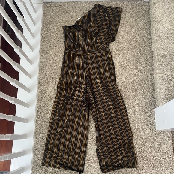 NWT Joie Tinsley One Shoulder Metallic Stripe Dressy Romper Size S - Picture 3 of 4